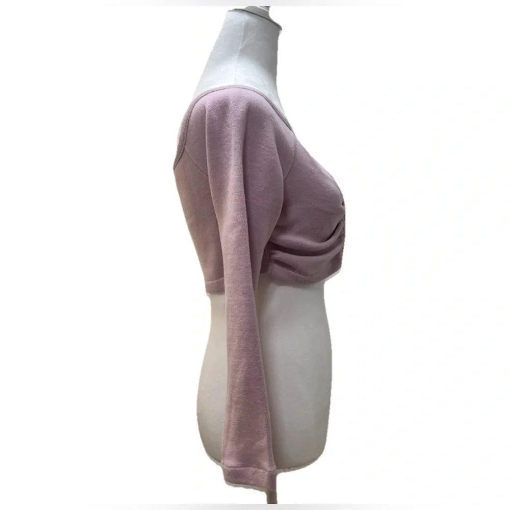 ZARA Soft Ruched V-Neck Crop Top Cardigan Lavender L